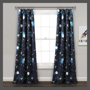 Lush Decor - 52"x84" Kids' Universe Room Darkening Window Curta Navy